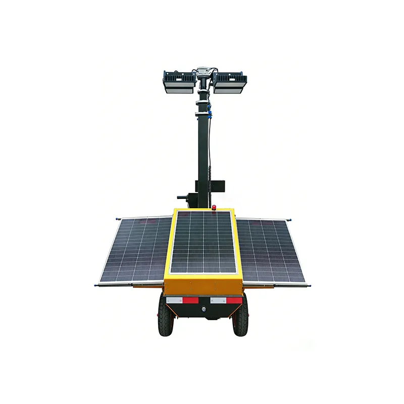 Solar-powered mobile lighting tower
