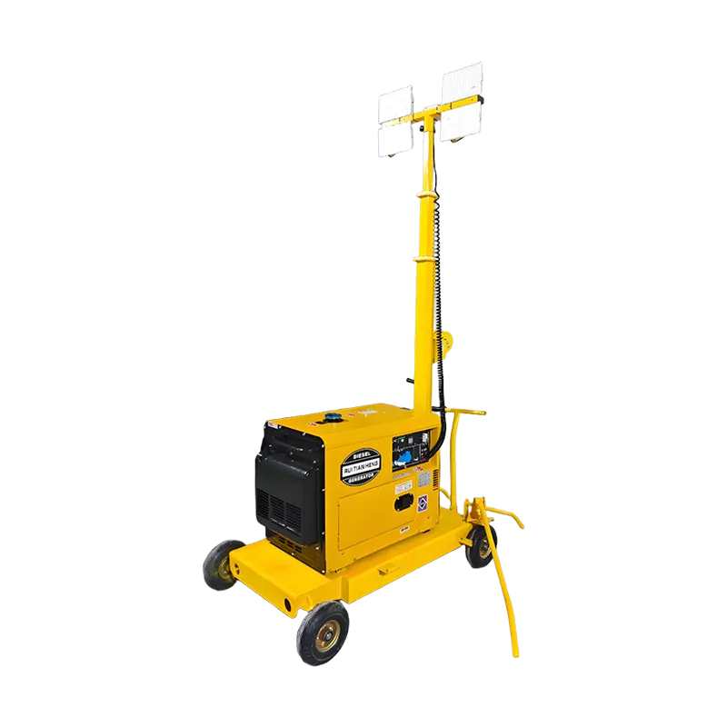 Wacker type lifting mobile lighting tower